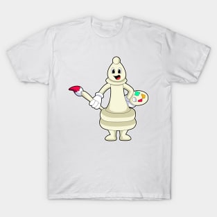 Chess piece Bishop as Painter with Brush & Colour T-Shirt